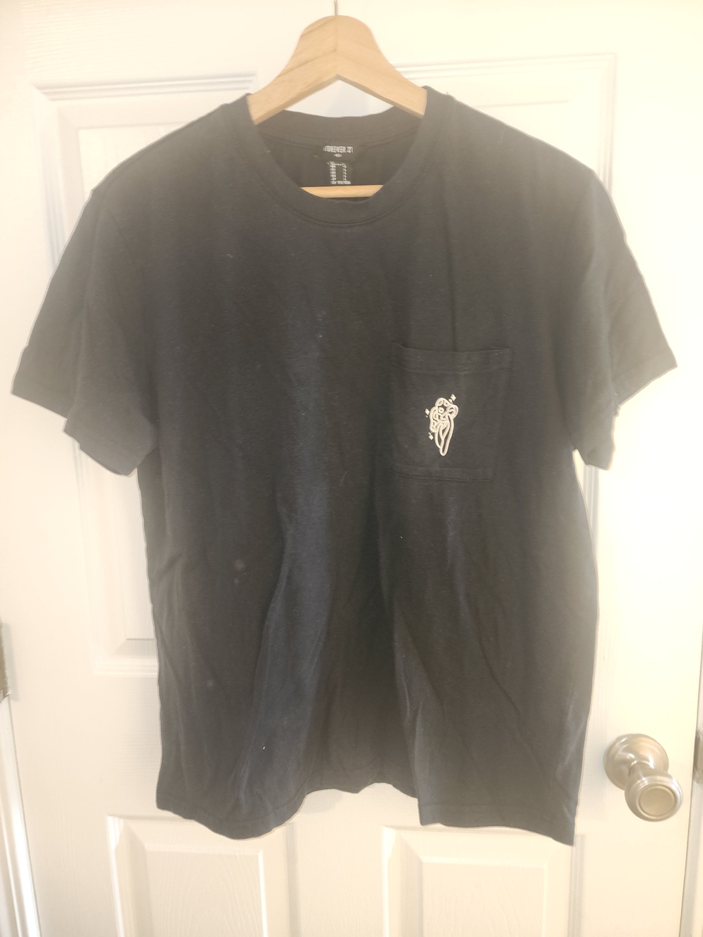 Forever 21 Black Short Sleeve Pocket Tee with White Ice Cream Graphic - Women
